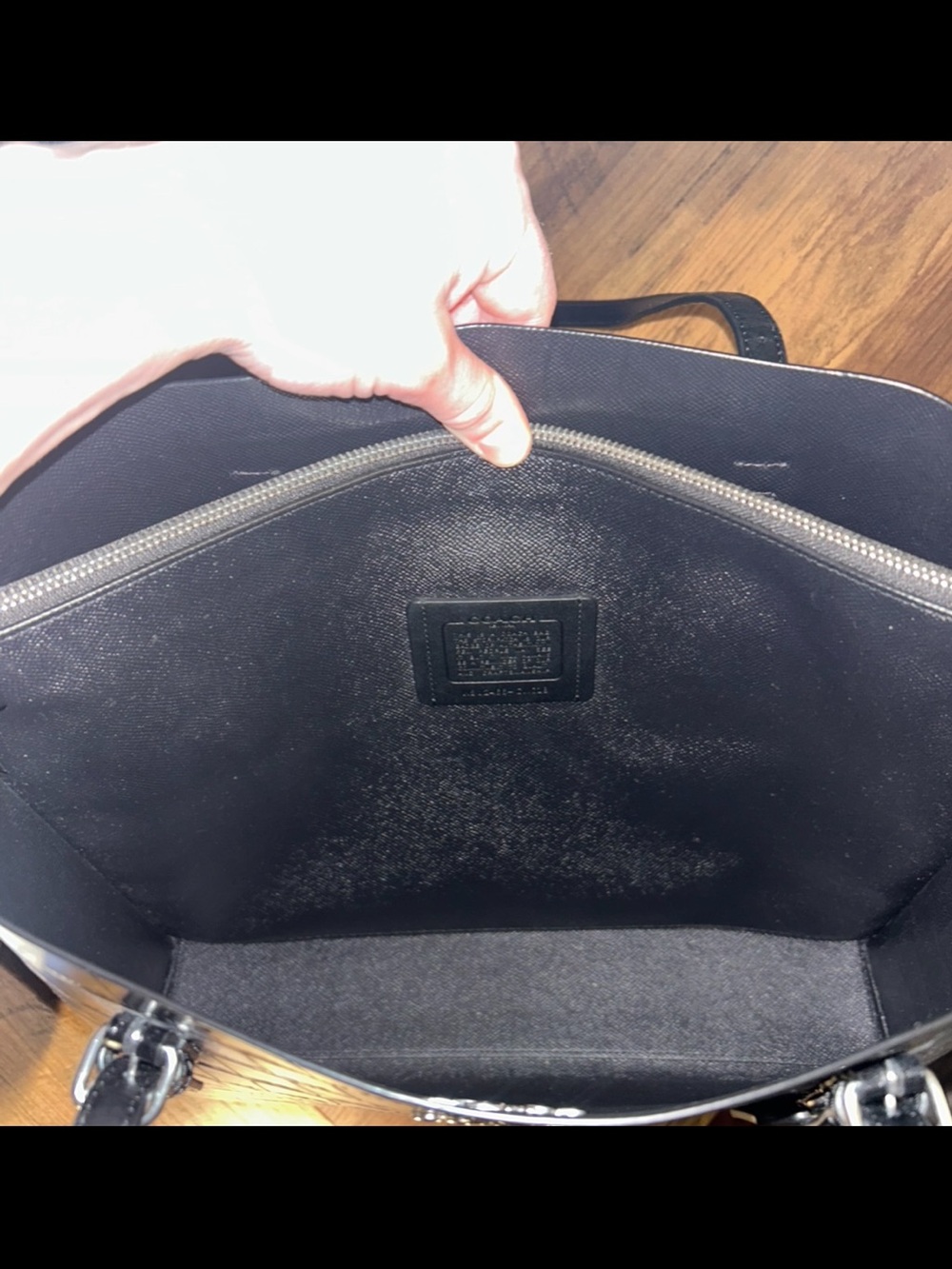 COACH Mollie Tote Bag- Black Croc-Embossed Leather - Picture 8 of 13